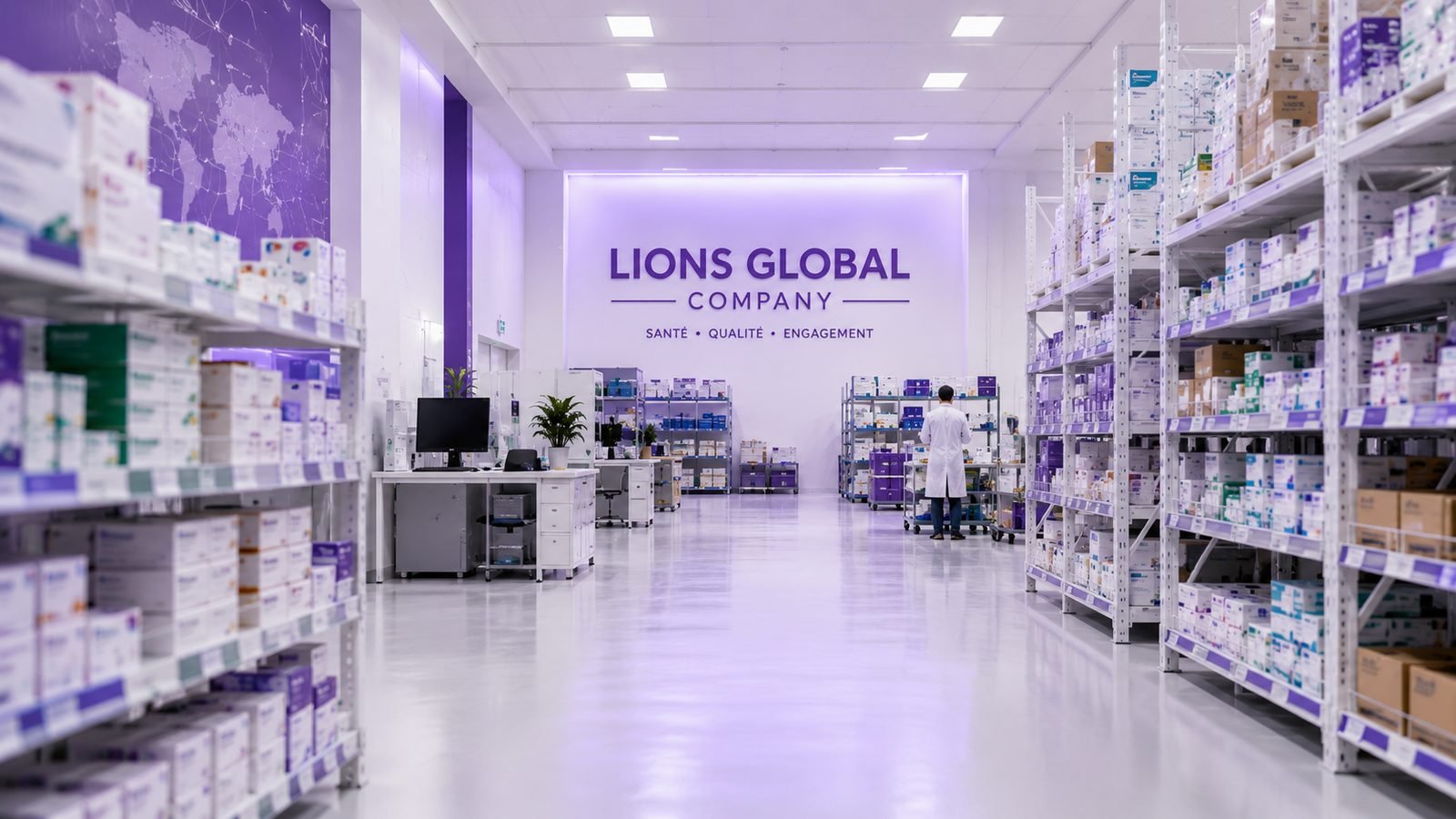 Entrepôt pharmaceutique Lions Global — stockage aux normes
