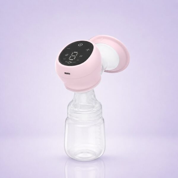 POUPY Tire-lait intégré rose — packshot studio fond lavande